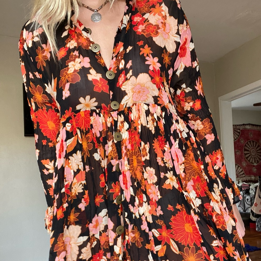 FREE PEOPLE SEMI SHEER DRESS/TUNIC/ TOP